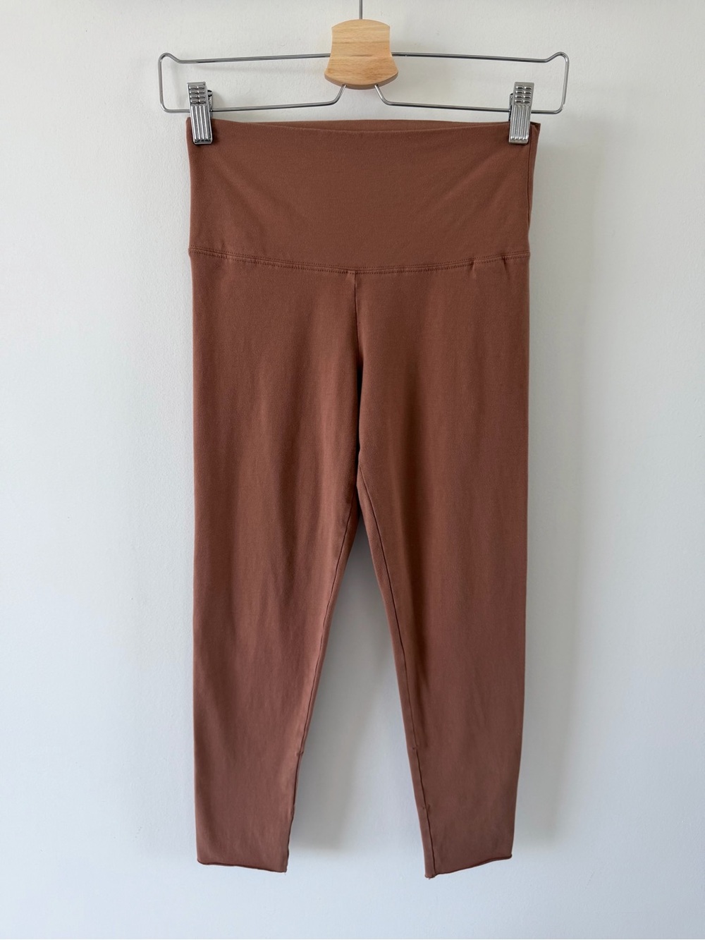 Aritzia TNA Brown High Waisted Leggings Cotton Stretch Minimalist Size S - Picture 2 of 15